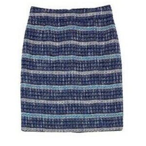 Tory Burch- Blue & White Tweed Pencil Skirt